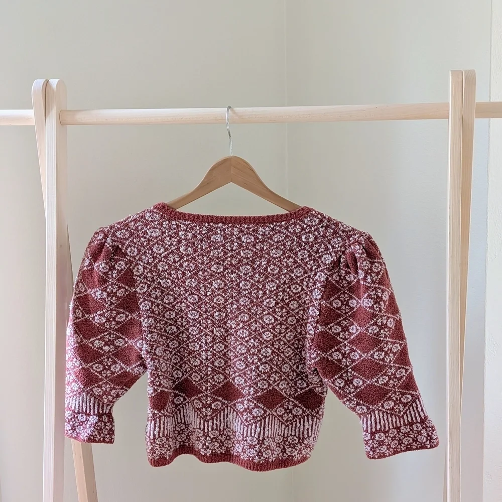 NEW Free People Geo Floral Cropped Cardigan In Terracotta - M, L
